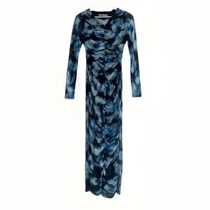 Abercrombie & Fitch Blue Mesh Bodycon Long Sleeve Twist Front Long Dress Sz XS